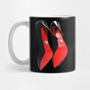 womens Red and black high heel shoes with Diamond Mug